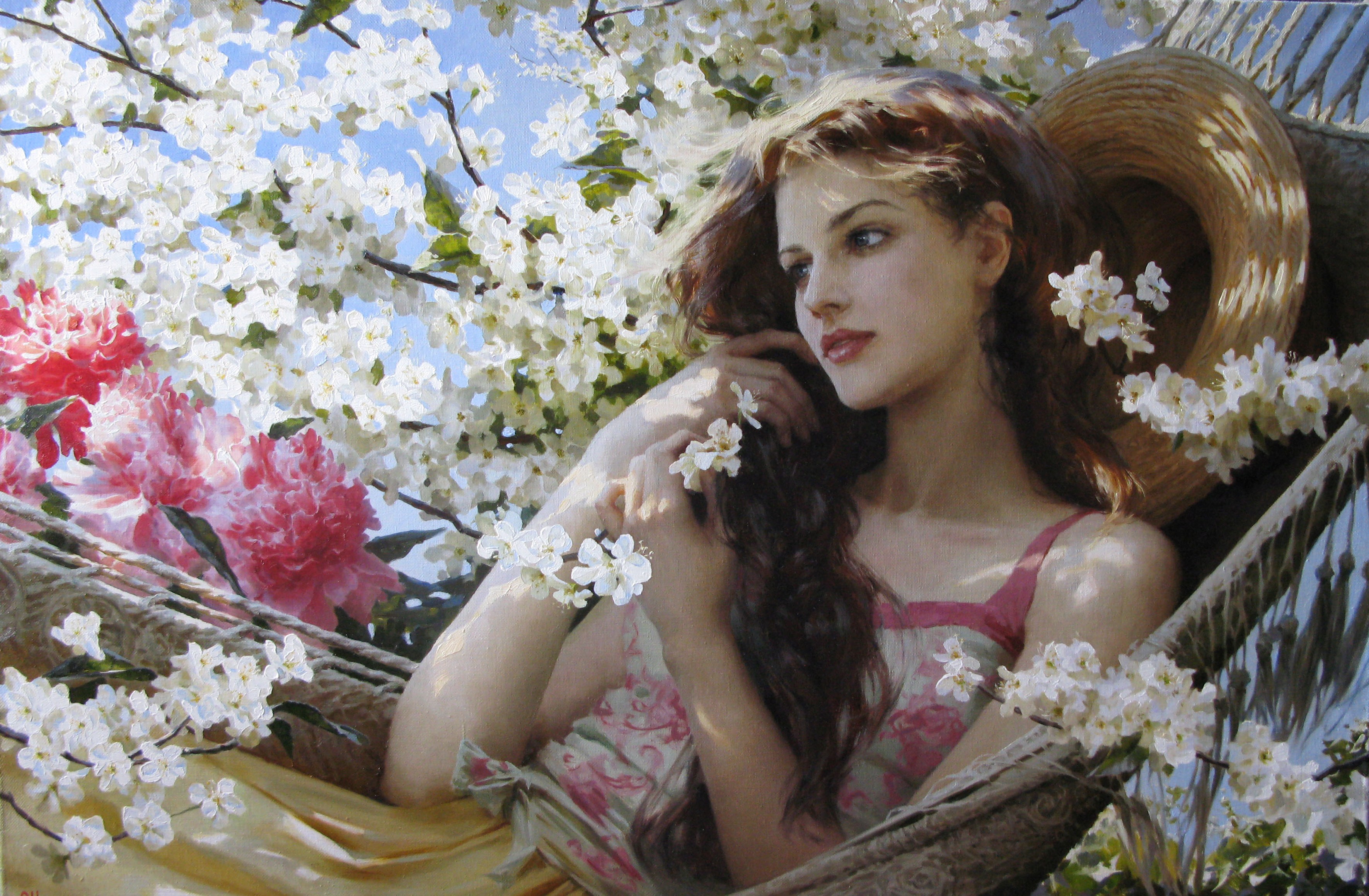 Весны нежности очарования. Весенний портрет. Девушка в саду.